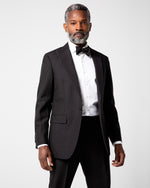 Load image into Gallery viewer, Kincaid No. 3 Peak Lapel Tuxedo in Black Wool Mohair with Silk Grosgrain Trim