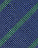 Load image into Gallery viewer, Irish Poplin Tie in Navy/Green Bar Stripe