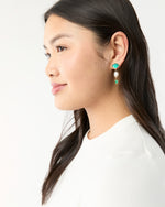 Load image into Gallery viewer, Three Charm Moving Drop Earrings in Green