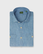 Load image into Gallery viewer, Band-Hem Work Shirt in Extra Light Washed Chambray