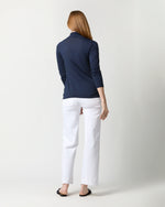 Load image into Gallery viewer, Turtleneck Tee in Navy Pima Cotton