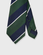 Load image into Gallery viewer, Silk Woven Tie in Olive/Navy/White Stripe