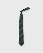 Load image into Gallery viewer, Silk Woven Tie in Olive/Navy/White Stripe
