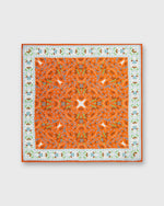 Load image into Gallery viewer, Hand-Rolled Cotton/Linen Pocket Square in Orange/Sky Multi Florals