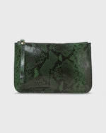 Load image into Gallery viewer, Zip Clutch in Green Python Calf Leather