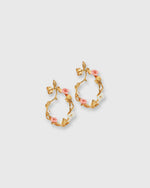 Load image into Gallery viewer, Mini Flower Whirl Earrings in Gold/Pink/Mother Of Pearl