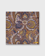 Load image into Gallery viewer, Wool/Silk Pocket Square in Navy/Brown Paisley