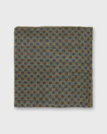 Load image into Gallery viewer, Hand-Rolled Wool/Silk Pocket Square in Stone/Blue/Red Flower