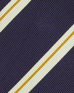 Load image into Gallery viewer, Silk Woven Tie in Navy/Bone/Yellow Stripe