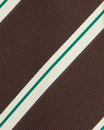 Load image into Gallery viewer, Silk Woven Tie in Brown/Bone/Green Stripe