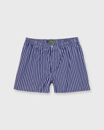 Load image into Gallery viewer, Button-Front Boxer Short in Blue/White Stripe Stretch Poplin
