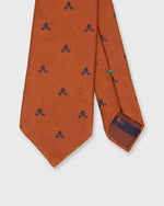 Load image into Gallery viewer, Silk Club Tie in Orange/Navy Crown and Swords