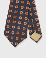 Load image into Gallery viewer, Silk Print Tie in Navy/Gold Diamond