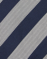 Load image into Gallery viewer, Silk Woven Tie in Navy/Chalk Awning Stripe