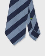 Load image into Gallery viewer, Silk Woven Tie in Navy/French Blue Awning Stripe