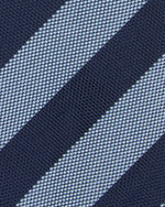 Load image into Gallery viewer, Silk Woven Tie in Navy/French Blue Awning Stripe