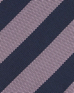 Load image into Gallery viewer, Silk Woven Tie in Navy/Pink Awning Stripe
