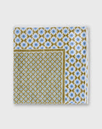 Load image into Gallery viewer, Hand-Rolled Linen/Cotton Pocket Square in Clover/Bone/Blue Mosaic
