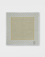 Load image into Gallery viewer, Hand-Rolled Linen/Cotton Pocket Square in Clover/Bone/Blue Mosaic