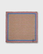 Load image into Gallery viewer, Hand-Rolled Linen/Cotton Pocket Square in Taupe/Blue/Apricot Flower