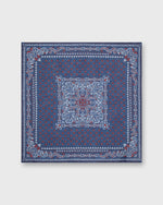 Load image into Gallery viewer, Hand-Rolled Linen/Cotton Pocket Square in Navy/Red Paisley