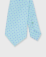 Load image into Gallery viewer, Silk Print Tie in Aqua/Blue Square Foulard