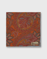 Load image into Gallery viewer, Linen Pocket Square in Brick/Sienna Paisley