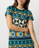Load image into Gallery viewer, Sporty Swing Dress in Emerald Casareale Barré Cotton Jersey