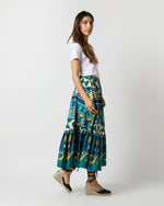 Load image into Gallery viewer, Sunset Skirt in Emerald Casareale Barré Cotton Jersey