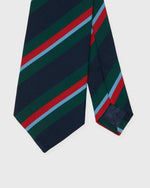 Load image into Gallery viewer, Irish Poplin Tie in Navy/Hunter/Red/Sky Stripe