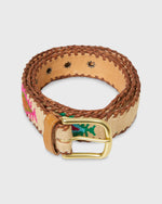 Load image into Gallery viewer, 1.5" Hand-Loomed Belt in Natural/Pink Tribal