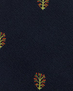 Load image into Gallery viewer, Hand-Rolled Silk Club Tie in Navy Tree of Life