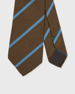 Load image into Gallery viewer, Silk Woven Tie in Brown/Sky Bar Stripe
