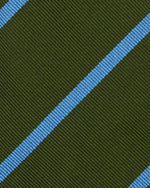 Load image into Gallery viewer, Silk Woven Tie in Moss/Sky Bar Stripe