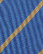 Load image into Gallery viewer, Silk Woven Tie in French Blue/Khaki Bar Stripe