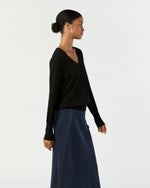 Load image into Gallery viewer, Kate V-Neck Sweater in Black Escorial Wool