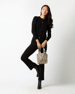 Load image into Gallery viewer, Paola Bucket Bag in White/Dark Brown Calf Hair