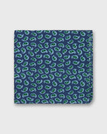 Load image into Gallery viewer, Hand-Rolled Wool Pocket Square in Midnight/Moss Large Flower