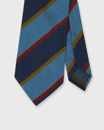 Load image into Gallery viewer, Silk Woven Tie in Navy/Sky/Gold/Red Stripe