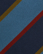 Load image into Gallery viewer, Silk Woven Tie in Navy/Sky/Gold/Red Stripe