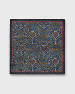 Load image into Gallery viewer, Hand-Rolled Wool/Silk Pocket Square in Midnight/Blue/Red Tapestry