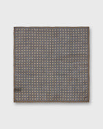 Load image into Gallery viewer, Hand-Rolled Wool/Silk Pocket Square in Brown/Blue/Orange Foulard