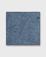 Load image into Gallery viewer, Wool/Silk Pocket Square in Marine/Sky/Umber Mosaic