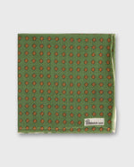 Load image into Gallery viewer, Wool/Silk Pocket Square in Fern/Gold Foulard