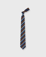 Load image into Gallery viewer, Irish Poplin Tie in Brown/Navy/Sky Stripe
