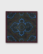 Load image into Gallery viewer, Hand-Rolled Wool Pocket Square in Green/Navy/Glacier Paisley