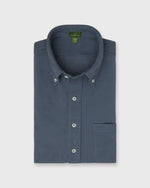 Load image into Gallery viewer, Knit Button-Down Popover Shirt in Steel Blue Pima Pique