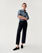 Load image into Gallery viewer, Frankie Cropped Pant in Navy Bi-Stretch Tropical Wool