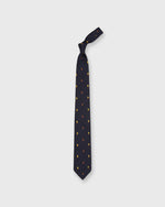Load image into Gallery viewer, Hand-Rolled Silk Club Tie in Navy/Gold Maple Seed