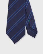 Load image into Gallery viewer, Silk Woven Tie in Navy/Blue Double Stripe